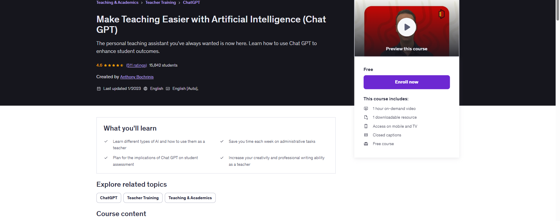 Make Teaching Easier with Artificial Intelligence (Chat GPT)