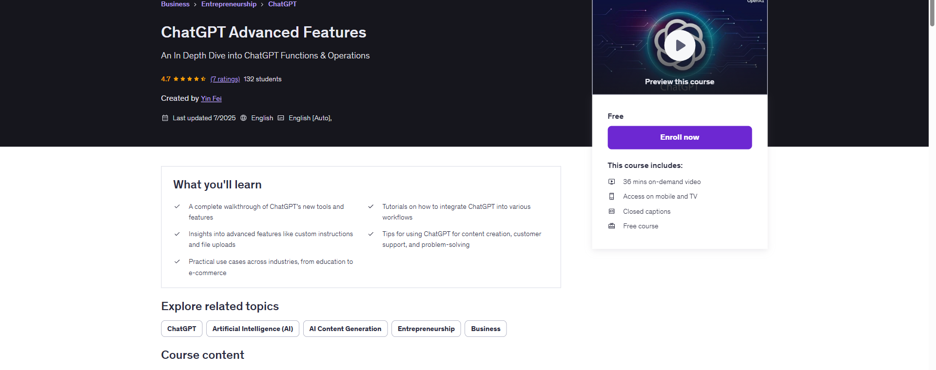 ChatGPT Advanced Features