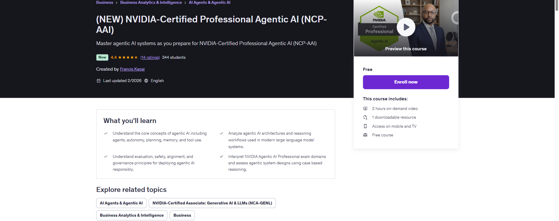(NEW) NVIDIA-Certified Professional Agentic AI (NCP-AAI)