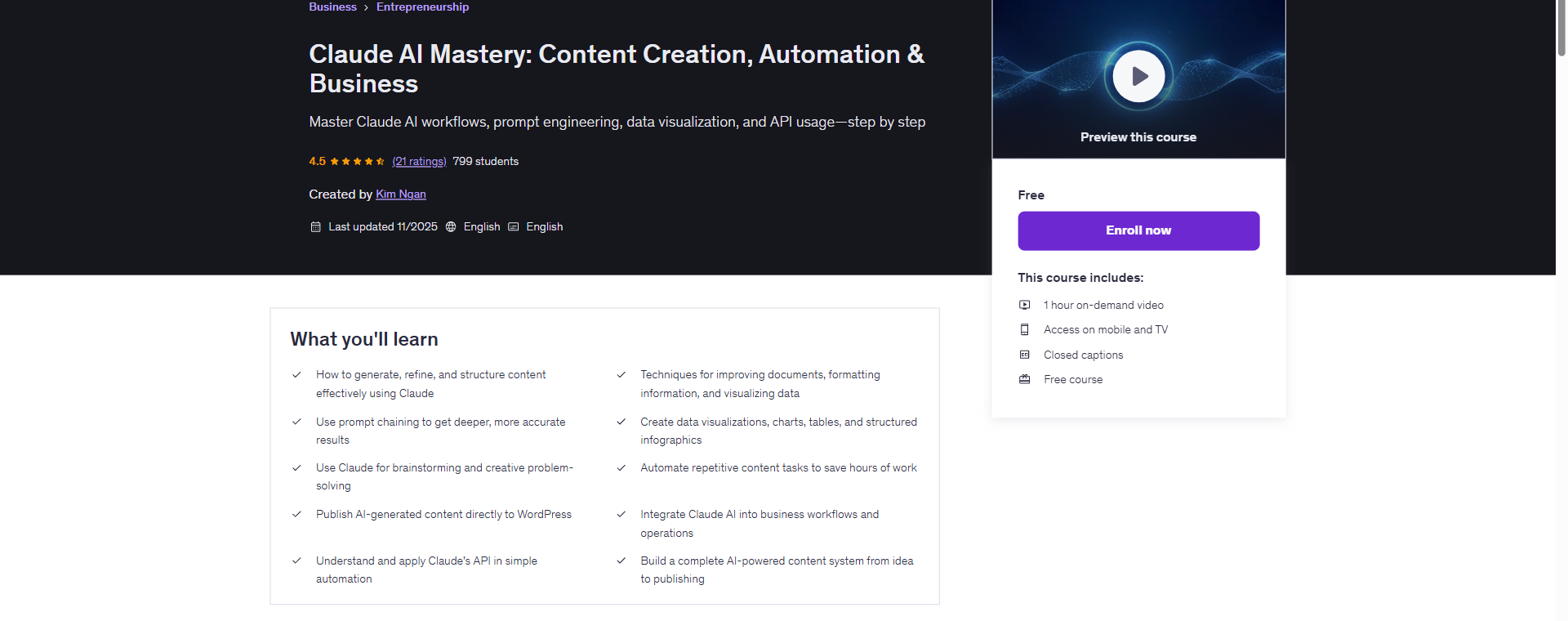 Claude AI Mastery: Content Creation, Automation & Business