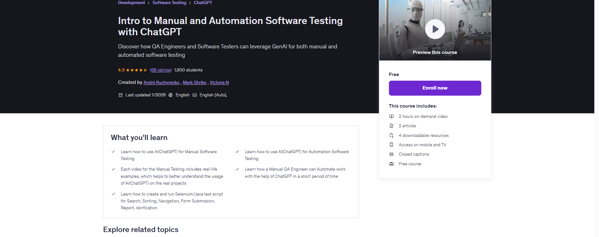Intro to Manual and Automation Software Testing with ChatGPT