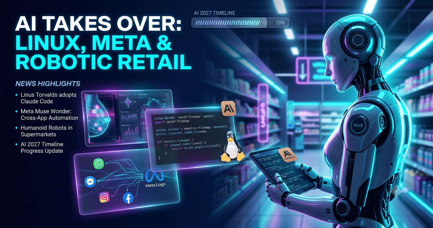 AI News: Linux Coding, Meta Tools, and Robot Workers
