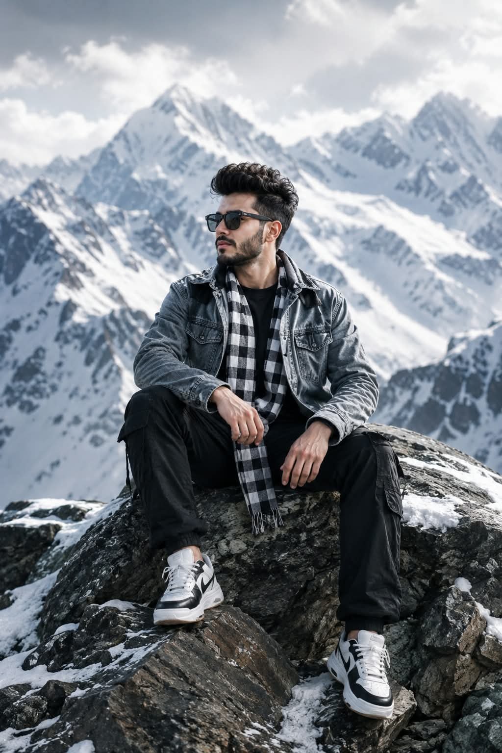 Man in Winter Mountain