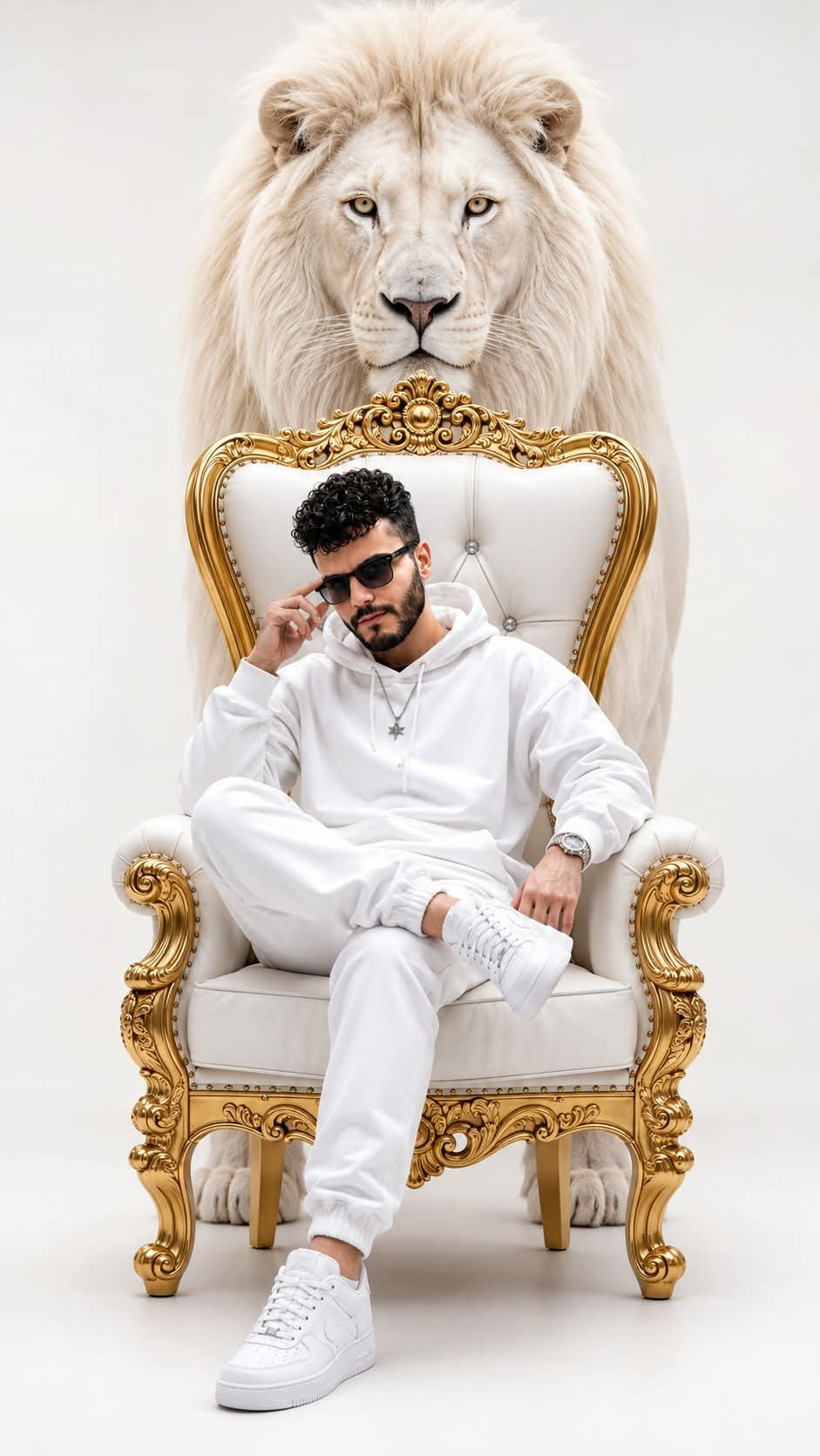 Man on Throne with Lion