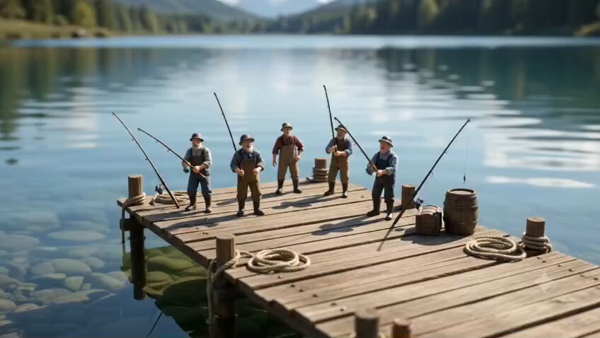 Miniature Fishermen vs Giant Goldfish preview