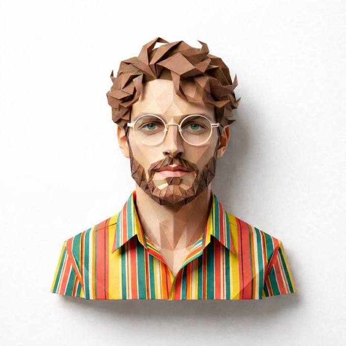 Low-Poly Paper-Craft Portrait