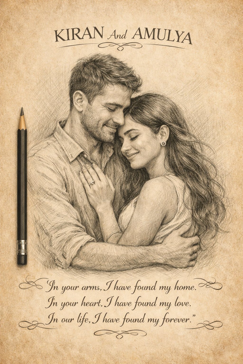 Romantic Pencil Couple Sketch preview